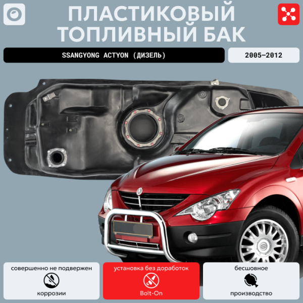 Пластиковый топливный бак SsangYong Actyon (Дизель) 2005-2012 г.в